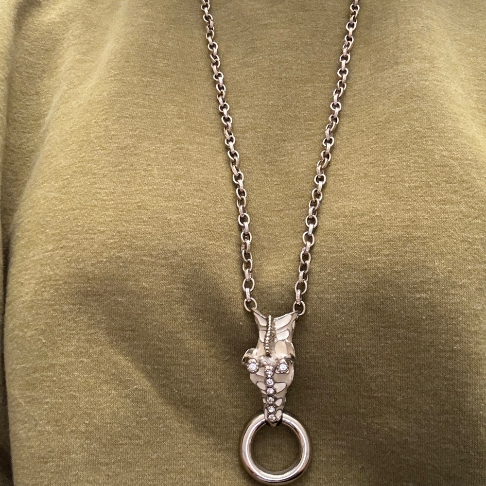 Chicos long Necklace with Enamel Giraffe Rhinestone Embellished Pendant